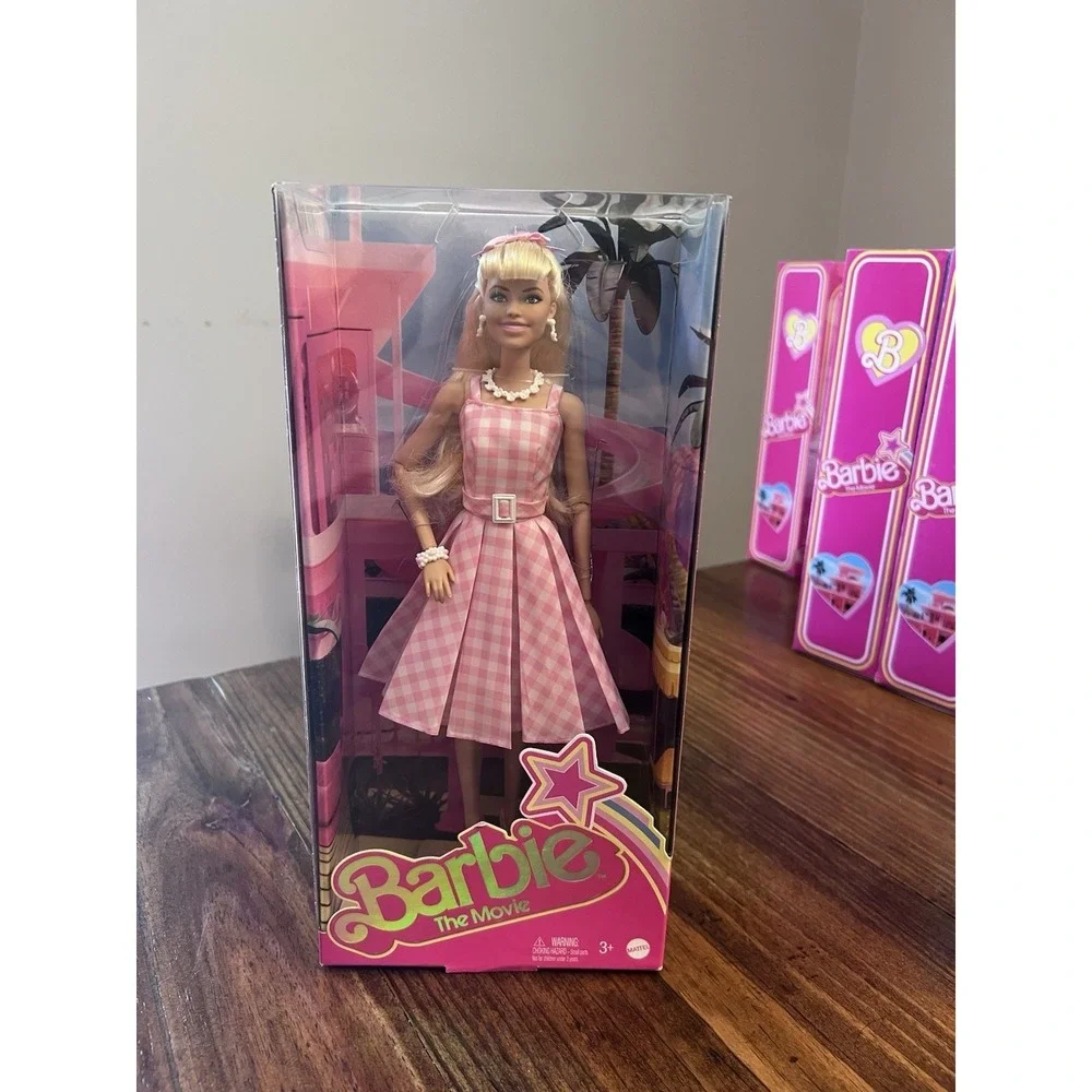 2022 Ken (beach) & Barbie (pink plaid), BARBIE THE MOVIE dolls, Mattel NEW, NRFB